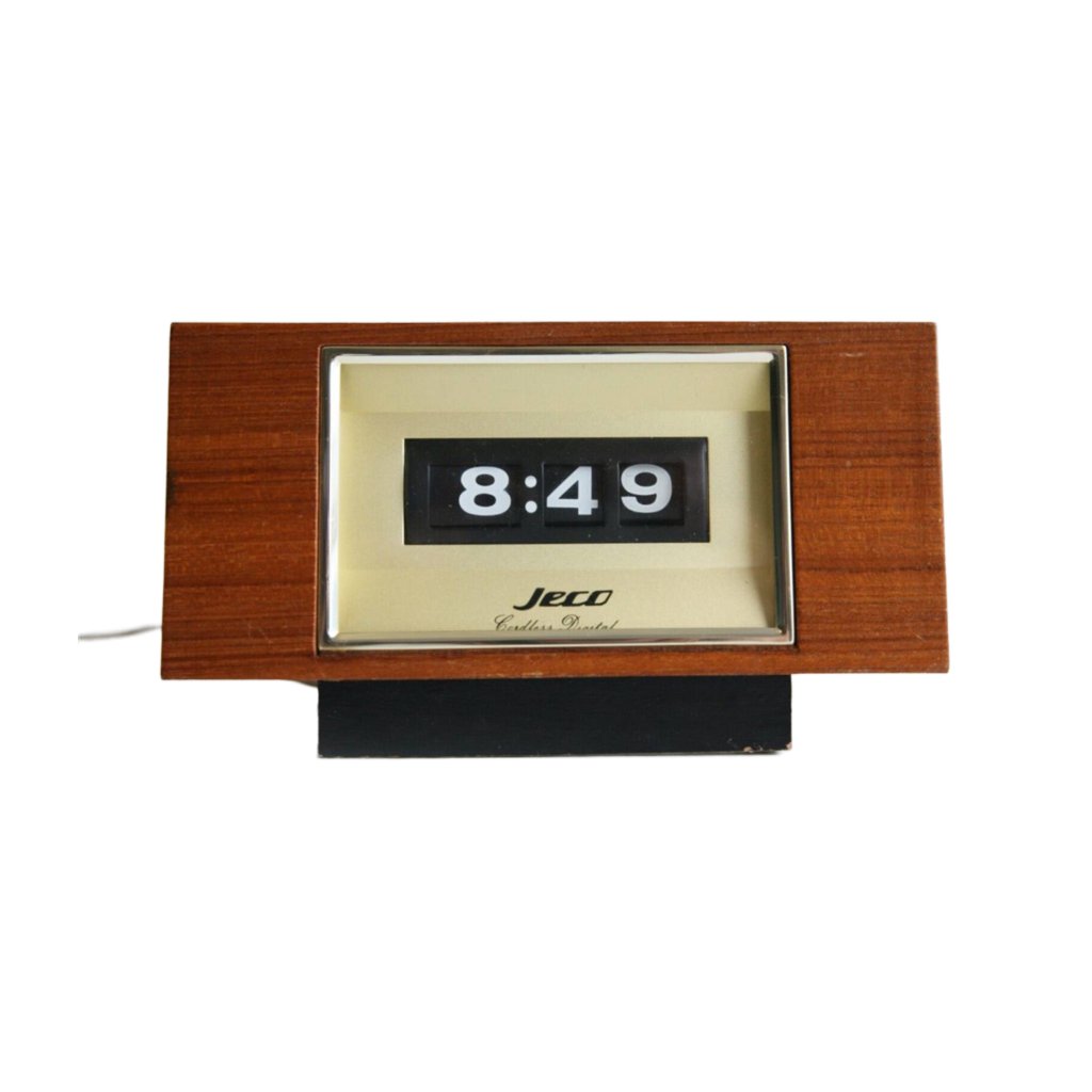1960s Roll Electric teak veneer Clock by Jeco Japan - style - CHNGR