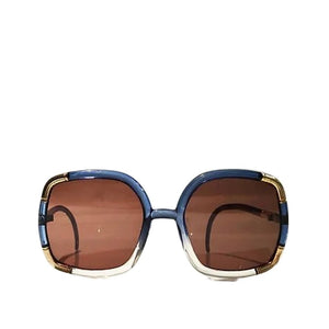 1970s TED LAPIDUS BLUE GOLD OVERSIZED SUNGLASSES - style - CHNGR