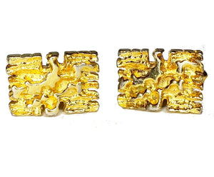 1980s Christian Dior Gold Tone Brutalist Nugget Cufflinks - STYLE-CHNGR