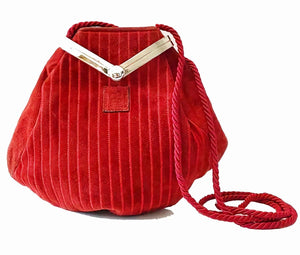 1980s Fendi Red Suede Metal Closure Pouch Crossbody Bag - STYLE-CHNGR