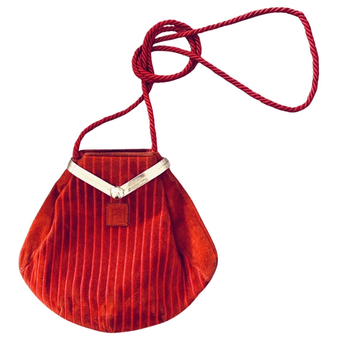 1980s Fendi Red Suede Metal Closure Pouch Crossbody Bag - style - CHNGR