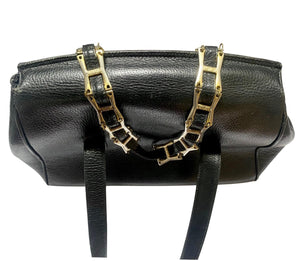 1980s Gianni Versace Black Leather Medusa Shoulder Bag - style - CHNGR