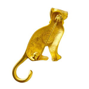 1980s Givenchy Gold Tone Satin Metal Cat Brooch - style - CHNGR