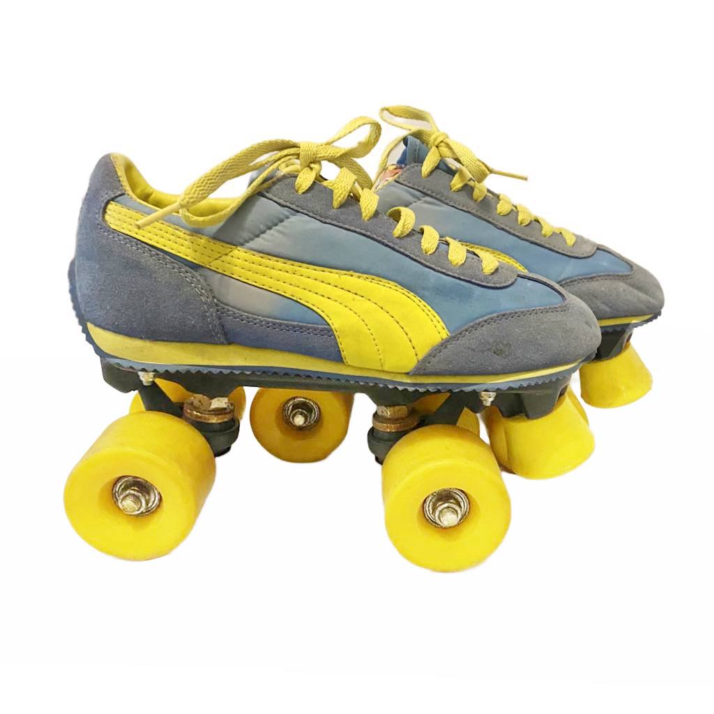 1980s Puma Yellow Blue Roller Skates - style - CHNGR