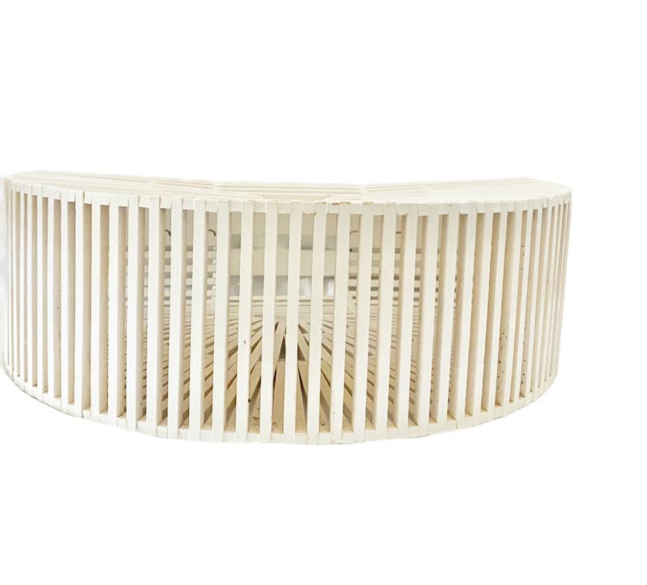 1980s Wooden White Slat Basket Top Handle Half Moon bag - STYLE - CHNGR