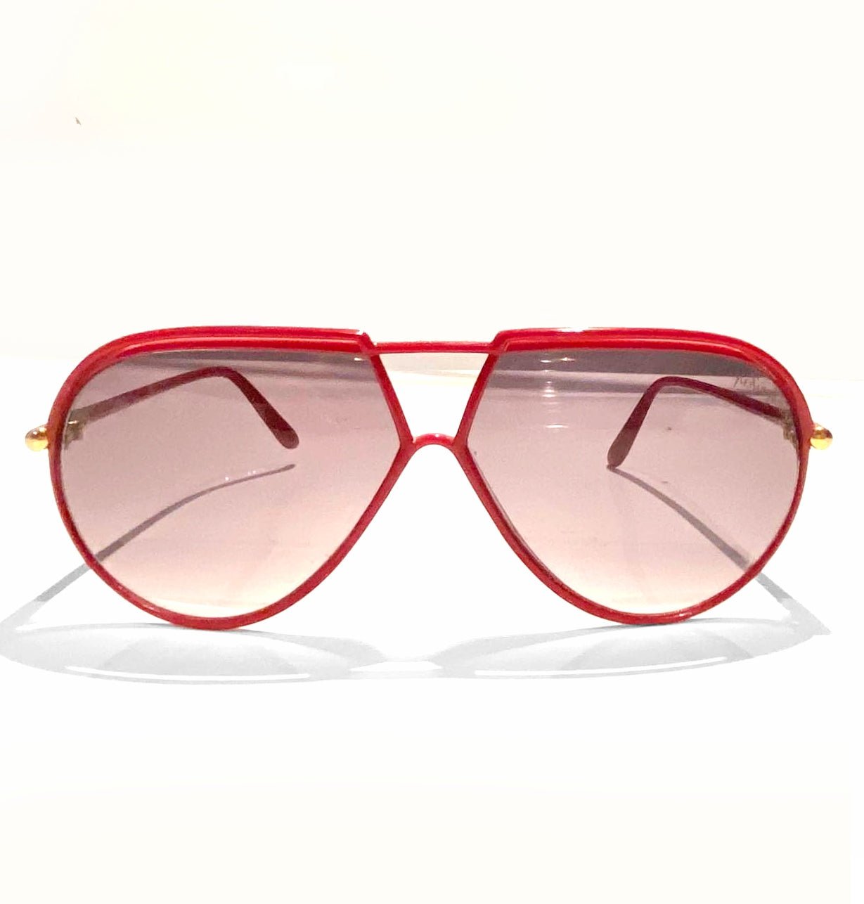 1980s Yves Saint Laurent Red Teardrop with Gradient Lenses Sunglasses - style - CHNGR