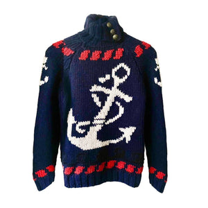 1990s Dolce & Gabbana Navy Blue Nautica Roller Neck Wool Sweater - style - CHNGR