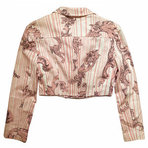 1990s Moschino Pink Striped Cropped Blazer - style - CHNGR