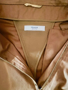 2000s Prada Tobacco Brown Cotton Cropped Jacket - STYLE-CHNGR