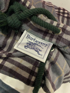 1980s Burberry Check Towel Large Green Duffle Bag