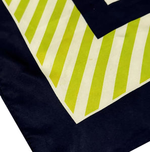 1980s Yves Saint Laurent Stripe Green Logo Silk Scarf