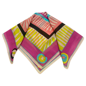 2000s Emilio Pucci Geometric Logo Cotton Handkerchief Scarf - STYLE-CHNGR