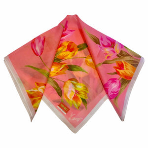 1980s KENZO Pink Tulip Handkerchief Scarf