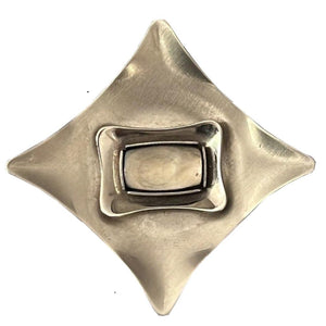 1960s Double RHOMBUS Shape Silver Metal Pin Modernist Brooch - style - CHNGR