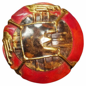 1960s Mid-Century Modernist Brutalist Red Brass Brooch - style - CHNGR