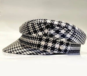 1990s GIANNI VERSACE Medusa HOUNDSTOOTH WOOL FLAT CAP - style - CHNGR