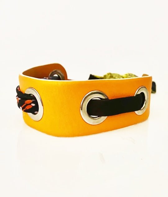 2000s Emilio Pucci Orange Leather and Cloth Abstract Collar - style - CHNGR