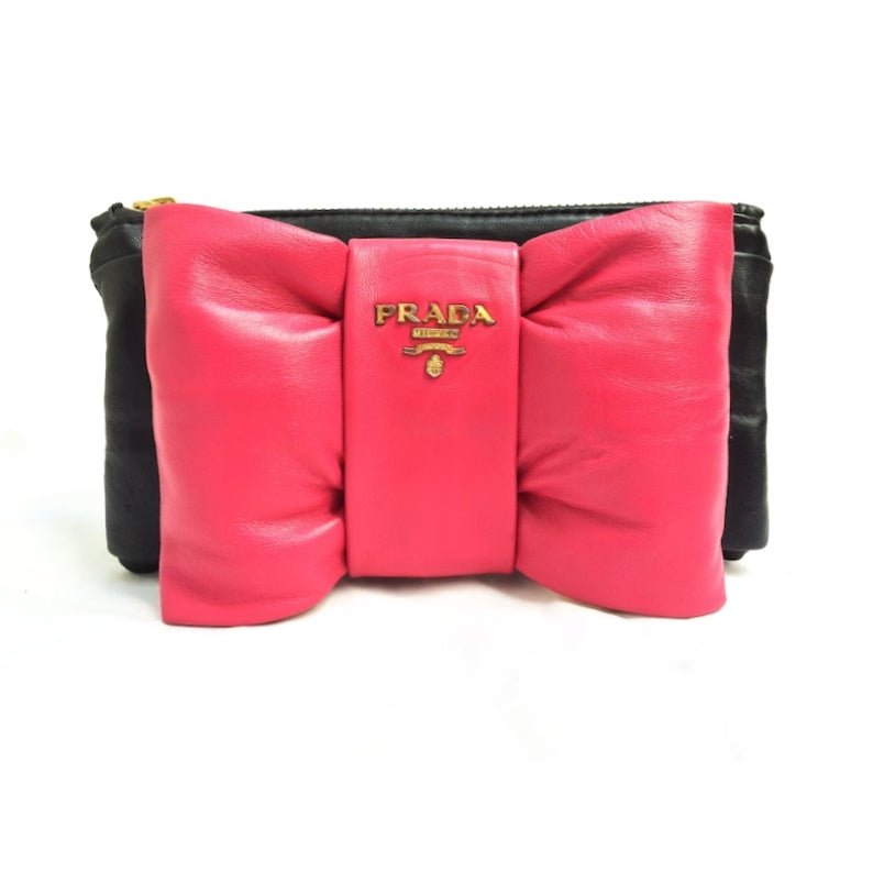 2000s Prada Fiocco Ribbon PInk Nappa Leather Purse Handbag - style - CHNGR