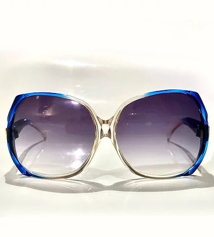 1980s YVES SAINT LAURENT BLUE CLEAR OVERSIZED SUNGLASSES - STYLE - CHNGR