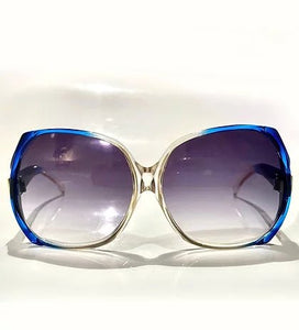 1980s YVES SAINT LAURENT BLUE CLEAR OVERSIZED SUNGLASSES - STYLE-CHNGR