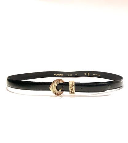 1990s YVES SAINT LAURENT MESH GOLD TONE BUCKLE LEATHER BELT - style - CHNGR