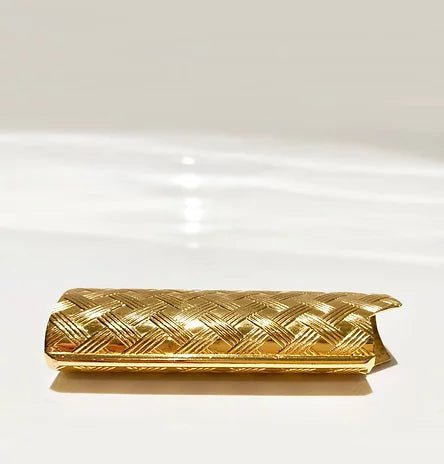 1980s GUCCI GOLD PLATED BRAIDED LIGHTER CASE COVER - style - CHNGR