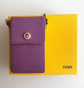 FENDI PINK LEATHER CARD POUCH BOX WALLET WITH FF LOGO - STYLE-CHNGR