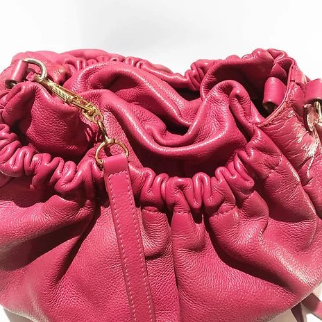 2000s miu miu STRAWBERRY PINK OVERSIZE SLOUGH LEATHER HOBO BAG - style - CHNGR