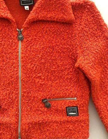 1990s VERSACE ORANGE CROPPED JACKET - style - CHNGR