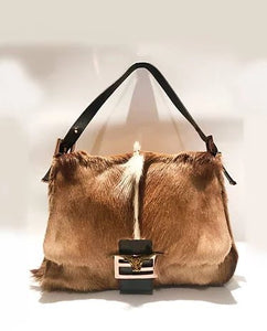 2000s FENDI BUFFALO FUR MAMA BAGUETTE SHOULDER BAG - style - CHNGR