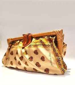 1970s CHRISTIAN DIOR SILK BOHEMIAN PAISLEY BAMBOO CLUTCH BAG - STYLE - CHNGR