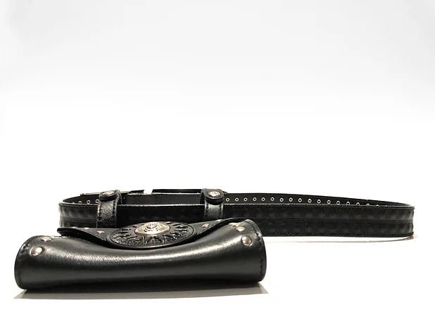 1990s GIANNI VERSACE STUDDED MEDUSA LEATHER MINI BUM BAG BELT - STYLE - CHNGR