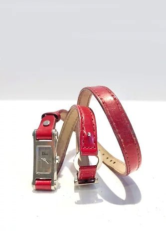 2005 CHRISTIAN DIOR "DIOR 66" RED BUCKLE STRAP STEEL WATCH - style - CHNGR