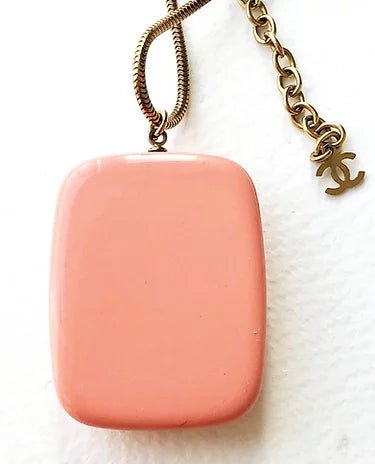 CHANEL PINK RESIN PENDANT SNAKE CHAIN NECKLACE - STYLE - CHNGR