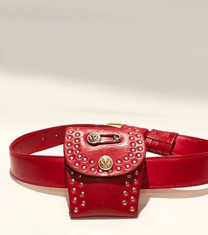 1980s Versus VERSACE MEDUSA Burgundy BELT PURSE with hook - STYLE - CHNGR