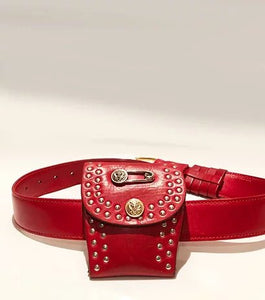 1980s Versus VERSACE MEDUSA Burgundy BELT PURSE with hook - STYLE-CHNGR