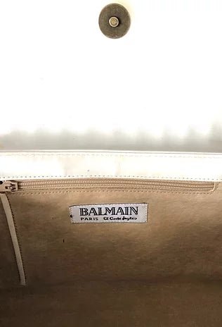 1970's BALMAIN PARIS WHITE LEATHER BAG - style - CHNGR