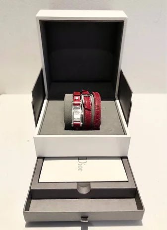 2005 CHRISTIAN DIOR "DIOR 66" RED BUCKLE STRAP STEEL WATCH - style - CHNGR