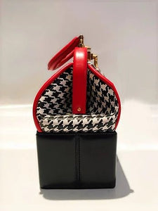 1994 CHRISTIAN DIOR TOP HANDLE HOUNDSTOOTH BOX CLUTCH BAG - style - CHNGR
