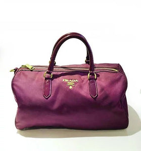 2000s PRADA PURPLE TESSUTO NYLON DOUBLE TOP HANDLE TOTE BAG - style - CHNGR