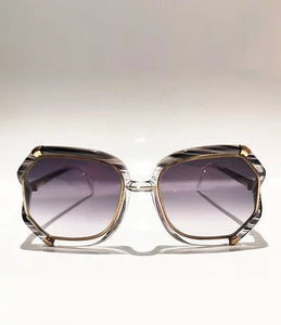 1970s TED LAPIDUS GREY WHITE GOLD OVERSIZED SUNGLASSES - STYLE - CHNGR