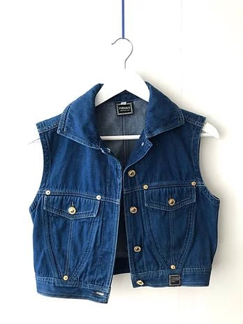 1990's VERSACE DENIM WAISTCOAT - style - CHNGR