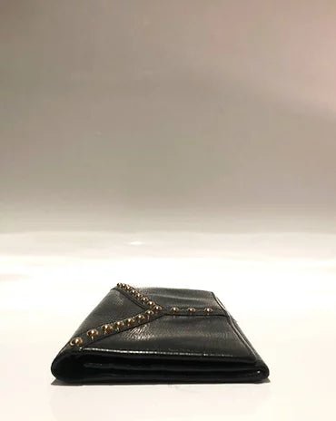 1990s YVES SAINT LAURENT STUD NAVY BLUE WALLET - STYLE - CHNGR