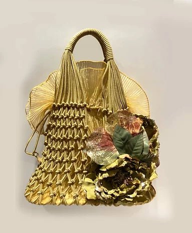 2000s miu miu GOLD ORGANZA NET FLOWER BOW TOTE BAG - STYLE - CHNGR