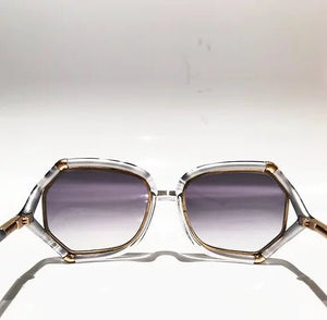 1970s TED LAPIDUS GREY WHITE GOLD OVERSIZED SUNGLASSES - STYLE - CHNGR