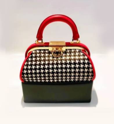 1994 CHRISTIAN DIOR TOP HANDLE HOUNDSTOOTH BOX CLUTCH BAG - STYLE - CHNGR