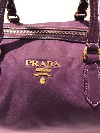 2000s PRADA PURPLE TESSUTO NYLON DOUBLE TOP HANDLE TOTE BAG - STYLE-CHNGR