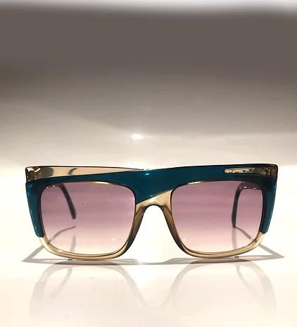 1980s CHRISTIAN DIOR DAVID BOWIE GREEN AND GOLD Oversized SUNGLASSES - STYLE-CHNGR