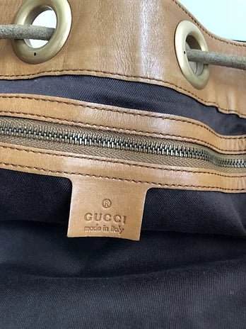 1990s GUCCI DENIM LEATHER BUCKET BAG - style - CHNGR