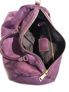 2000s PRADA PURPLE TESSUTO NYLON DOUBLE TOP HANDLE TOTE BAG - STYLE-CHNGR